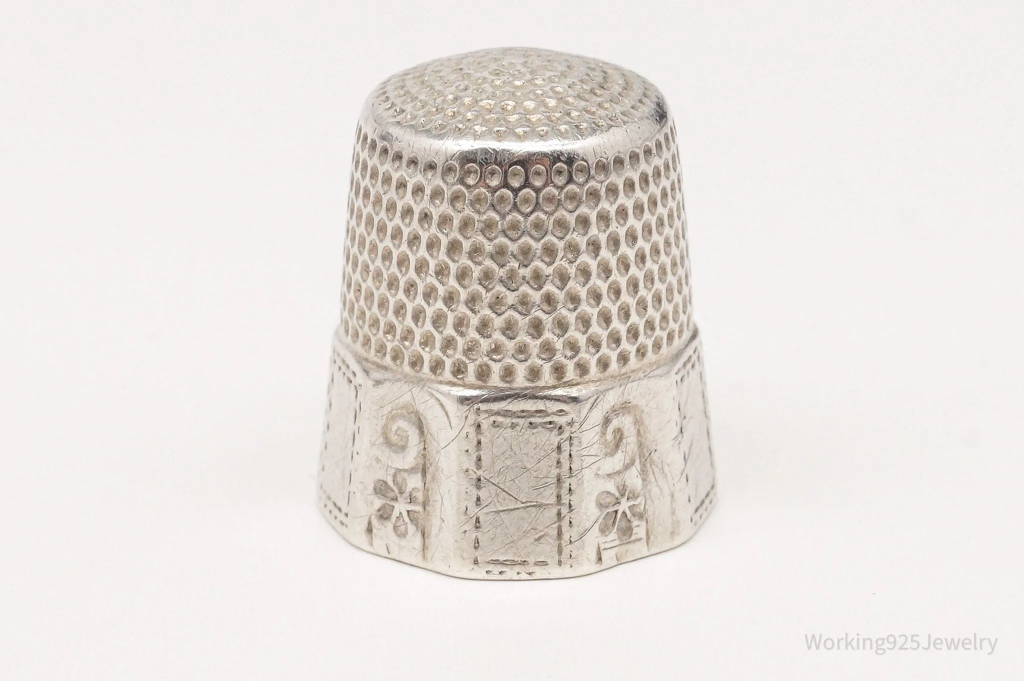 Antique Simons Bros & Co Sterling Silver Thimble Size 9