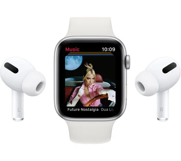APPLE Watch SE 1st Gen GPS - Silver with Pure Platinum & Black Nike Sports Band, 44mm - Very Good