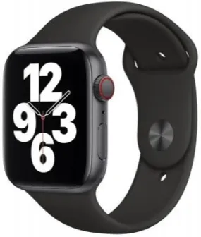 Apple Watch SE 44mm (GPS CELLULAR) Space Gray Aluminum, Black Sport Band (MYER2LL/A)