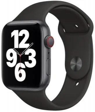 Apple Watch SE 44mm (GPS CELLULAR) Space Gray Aluminum, Black Sport Band (MYER2LL/A)