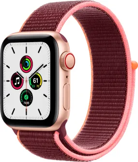 Apple Watch SE (GPS   Cellular) 40mm Gold Aluminum Case with Plum Sport Band