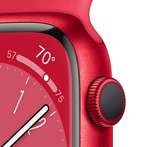 Apple Watch Series 8 [GPS 45mm] Smart Watch w/ (Product) RED Aluminum Case with (Product) RED Sport Band - M/L.