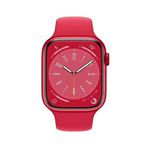 Apple Watch Series 8 [GPS 45mm] Smart Watch w/ (Product) RED Aluminum Case with (Product) RED Sport Band - M/L.