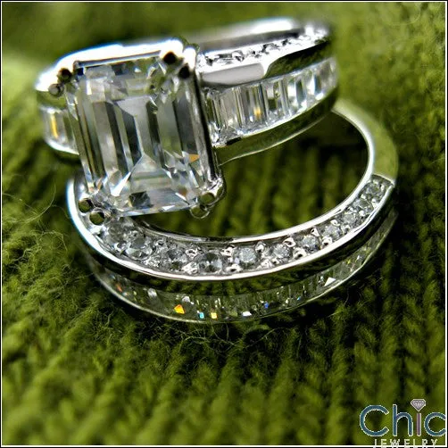 Baguette Cubic Zirconia Channel Set 4 Carat Total Wedding Band 14K White Gold