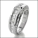 Baguette Cubic Zirconia Channel Set 4 Carat Total Wedding Band 14K White Gold