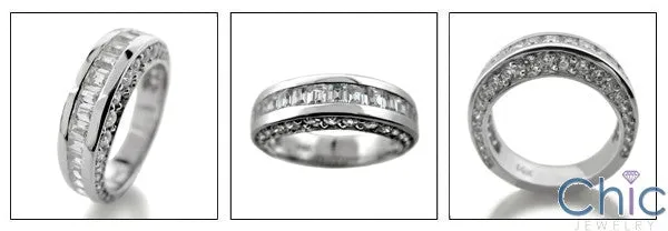 Baguette Cubic Zirconia Channel Set 4 Carat Total Wedding Band 14K White Gold