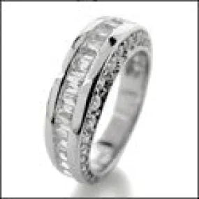Baguette Cubic Zirconia Channel Set 4 Carat Total Wedding Band 14K White Gold