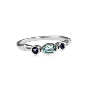 Banyan Dainty Lolite and Blue Topaz Ring