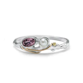 Banyan Dainty Pink Tourmaline and Pearl Ring