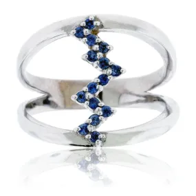 Blue Sapphire Mountain / Heartbeat Style Ring