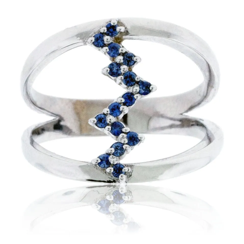 Blue Sapphire Mountain / Heartbeat Style Ring