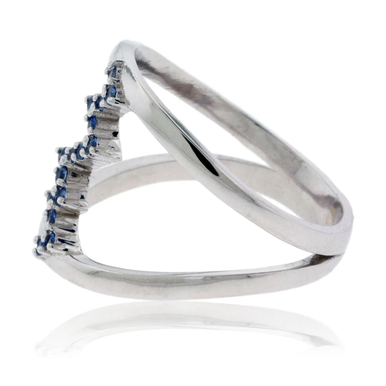 Blue Sapphire Mountain / Heartbeat Style Ring