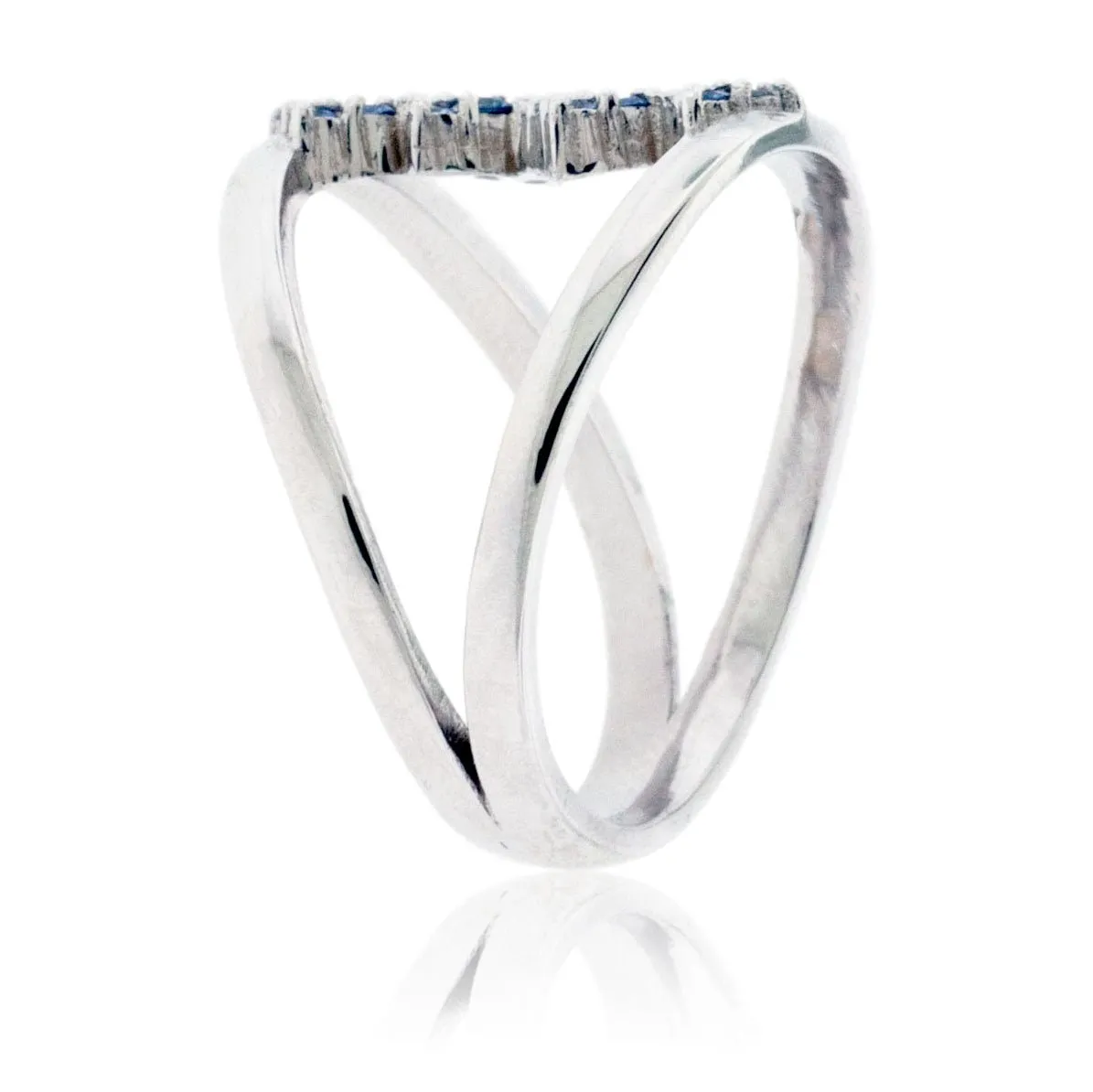 Blue Sapphire Mountain / Heartbeat Style Ring
