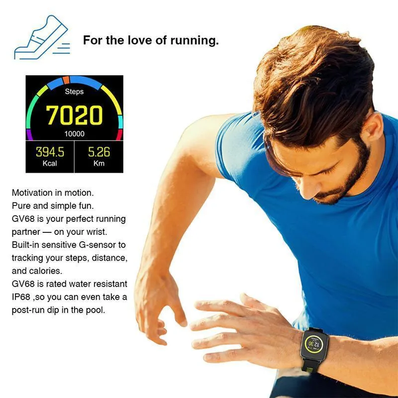 Bluetooth Sport Smart Watch IP68 Waterproof Swimming with Heart Rate Monitor Remote Camera Control