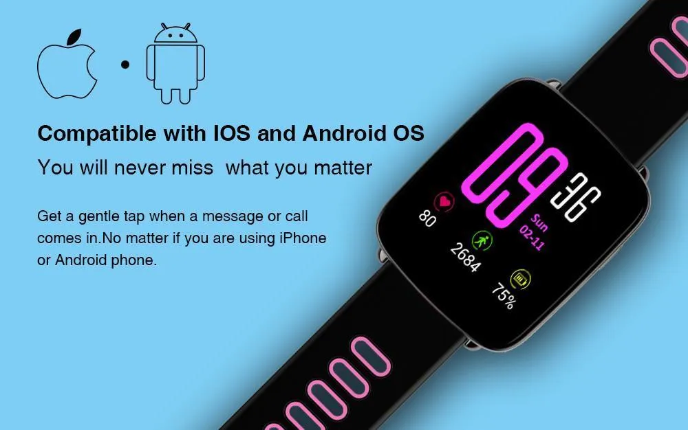 Bluetooth Sport Smart Watch IP68 Waterproof Swimming with Heart Rate Monitor Remote Camera Control