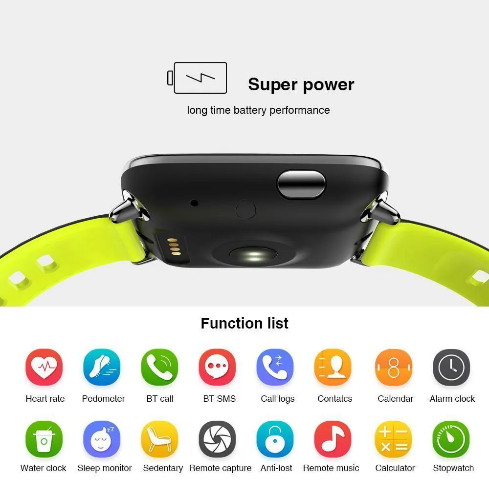 Bluetooth Sport Smart Watch IP68 Waterproof Swimming with Heart Rate Monitor Remote Camera Control