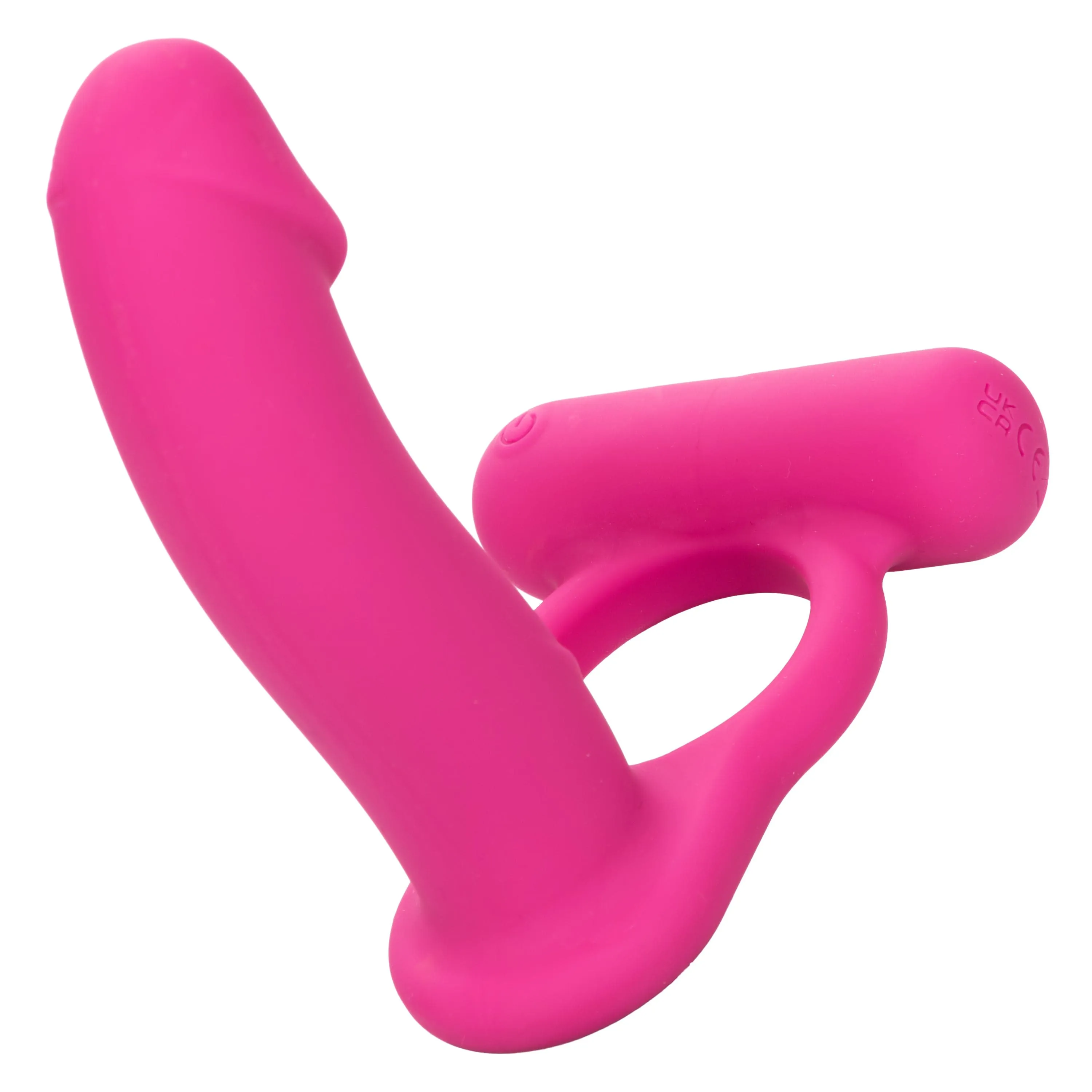 California Exotics - Silicone Rechargeable Double Diver Couple Cock Ring with Dildo (Pink)