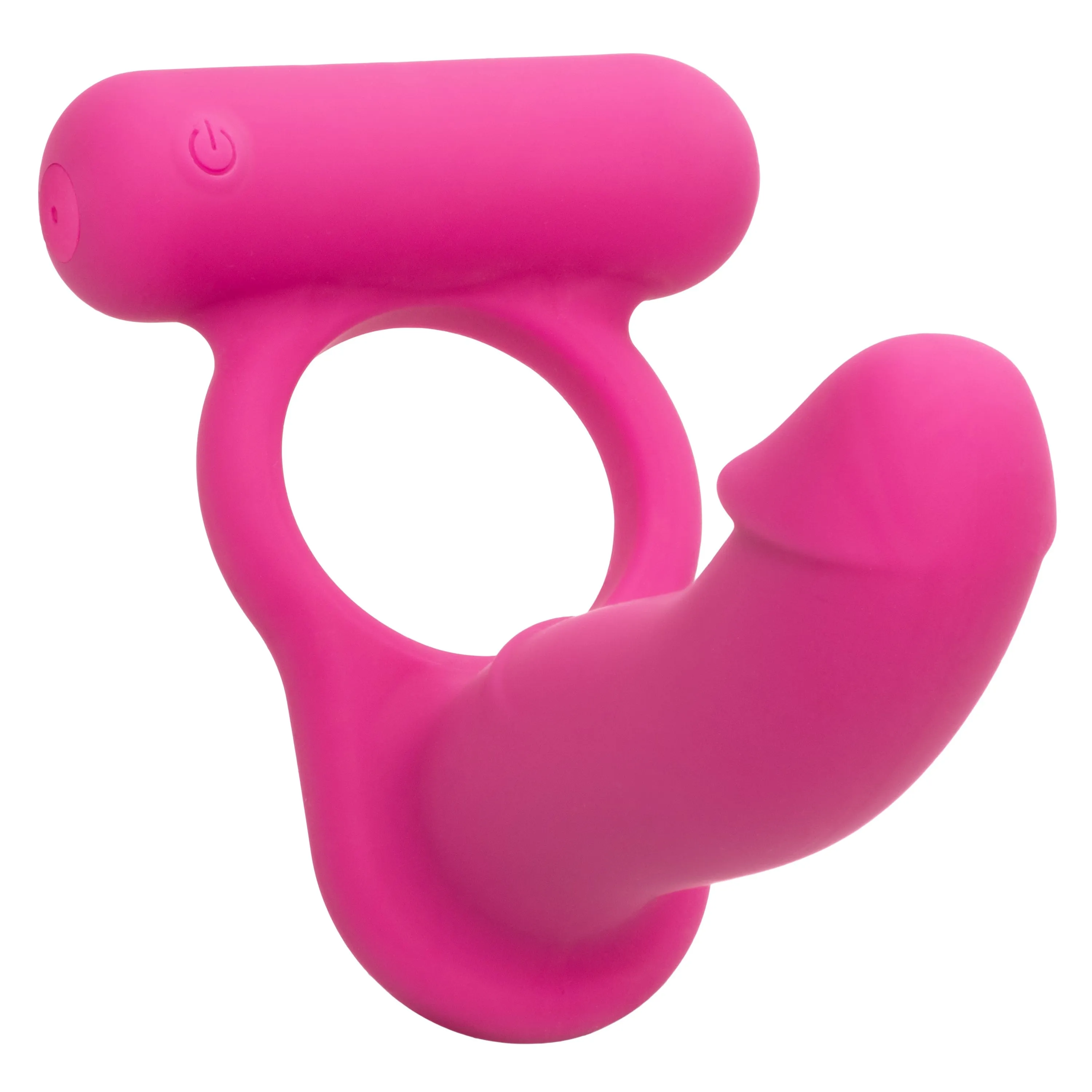 California Exotics - Silicone Rechargeable Double Diver Couple Cock Ring with Dildo (Pink)