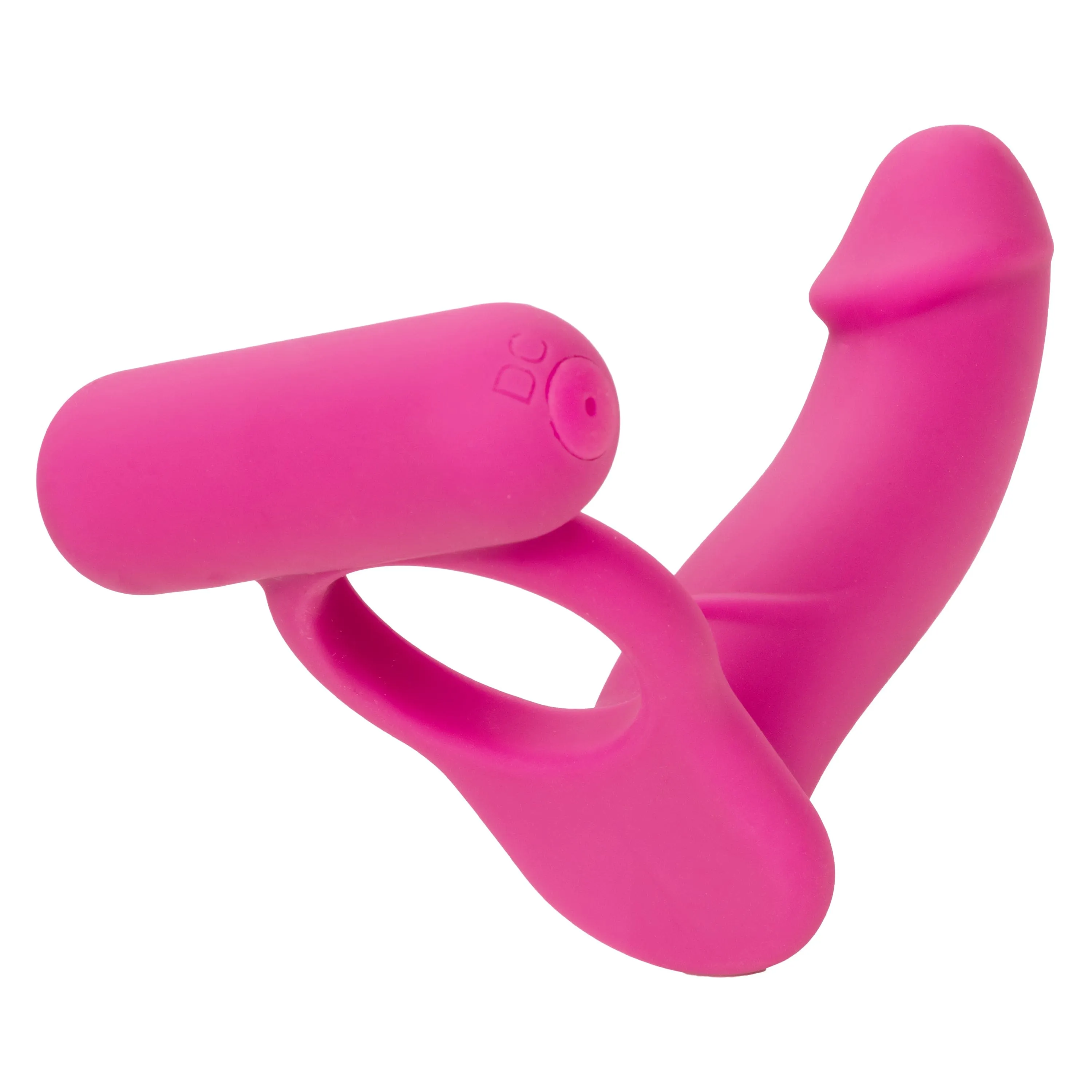 California Exotics - Silicone Rechargeable Double Diver Couple Cock Ring with Dildo (Pink)