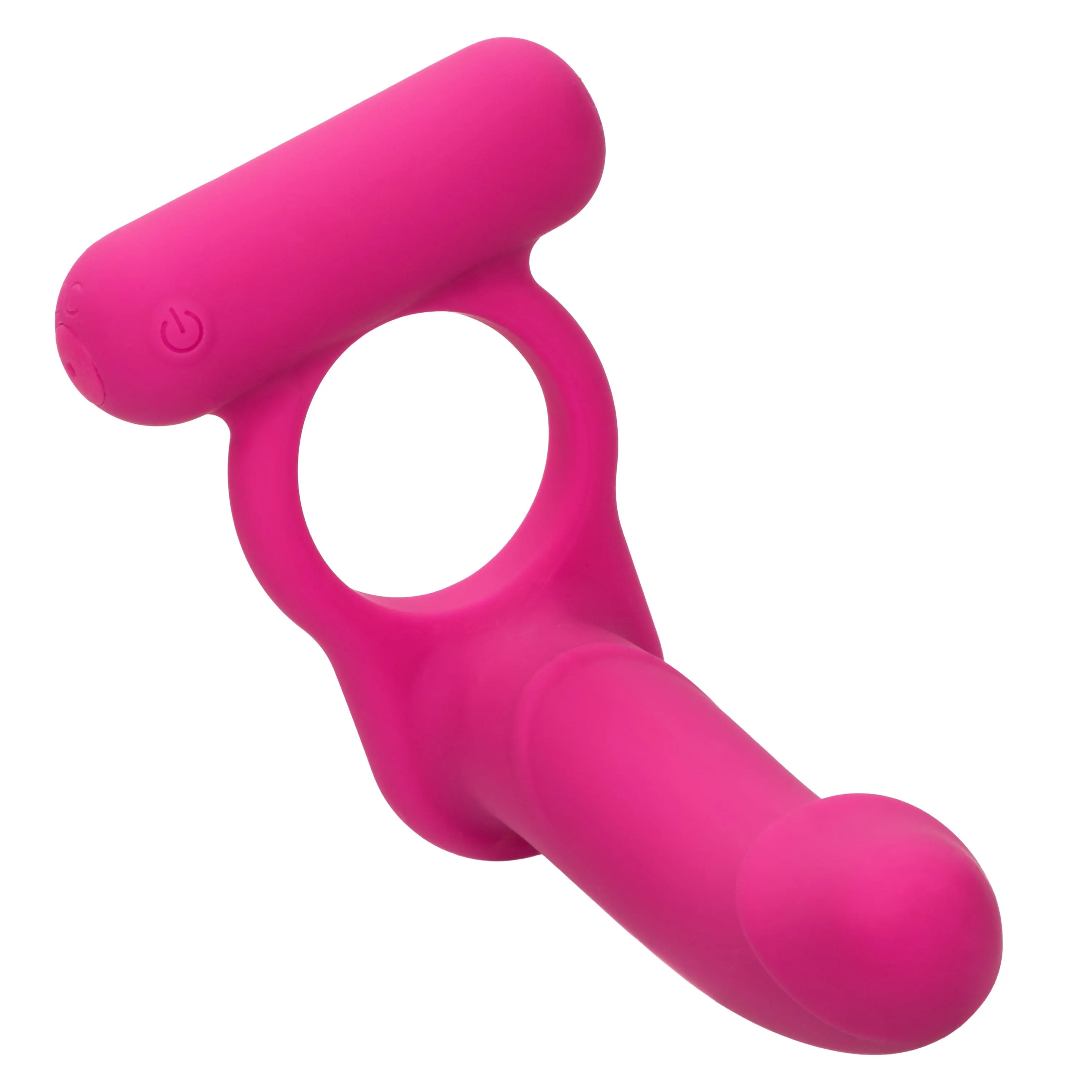 California Exotics - Silicone Rechargeable Double Diver Couple Cock Ring with Dildo (Pink)