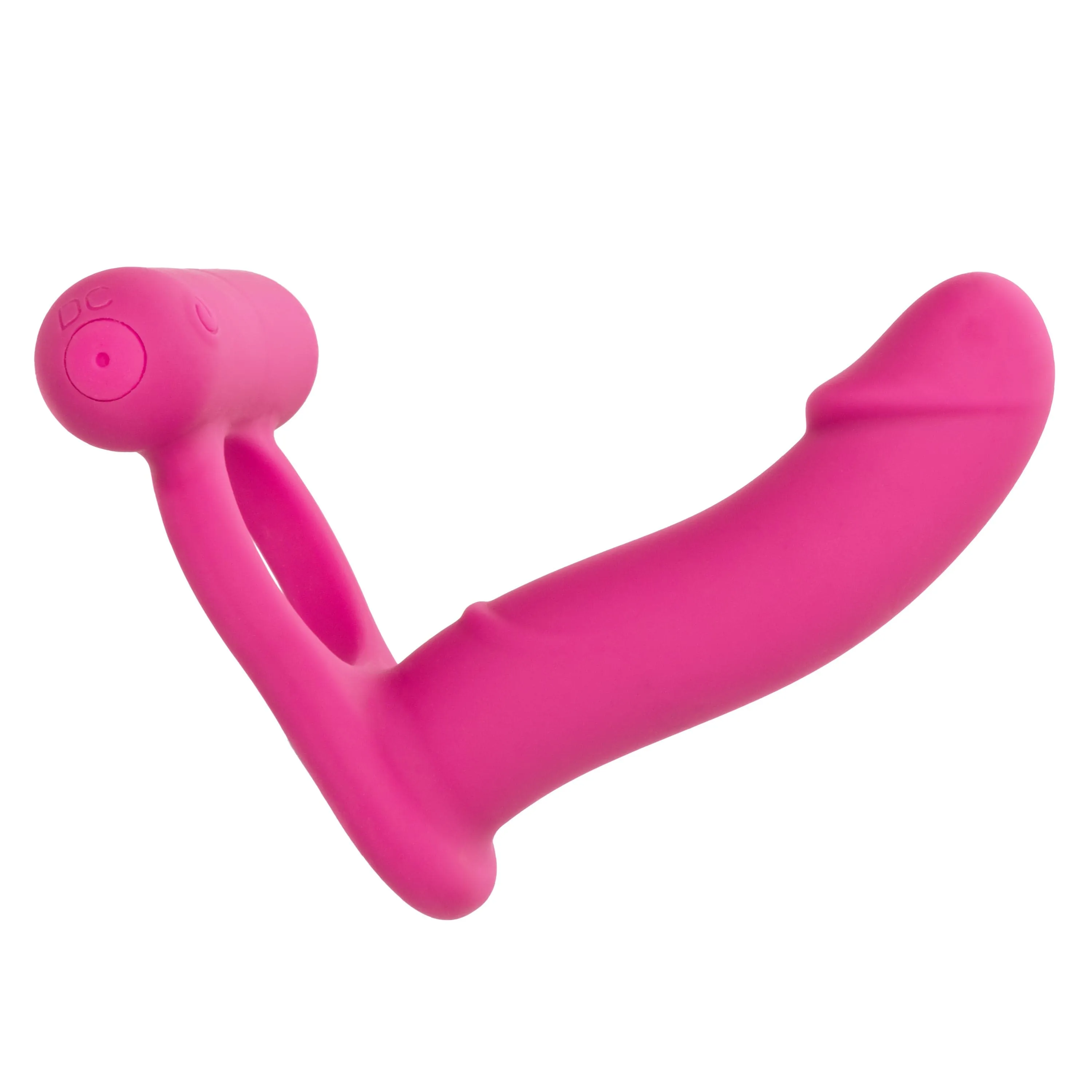 California Exotics - Silicone Rechargeable Double Diver Couple Cock Ring with Dildo (Pink)