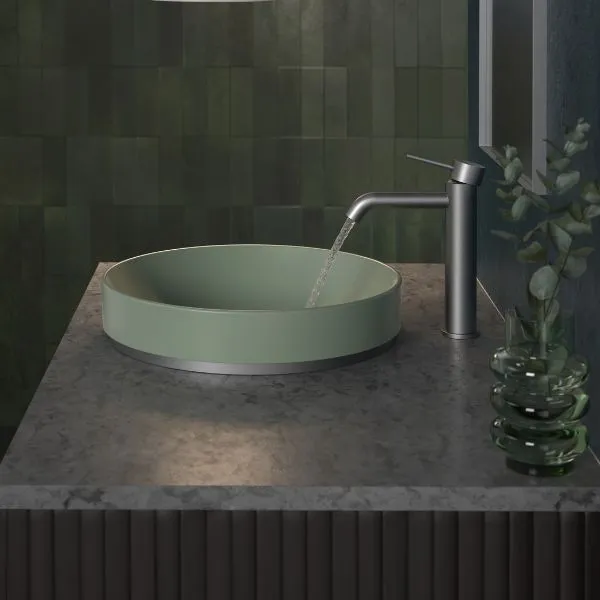 Caroma Liano II 400mm Round Inset Basin – Matte Green