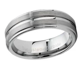 Carved Center Tungsten Carbide Wedding Band -7.2mm