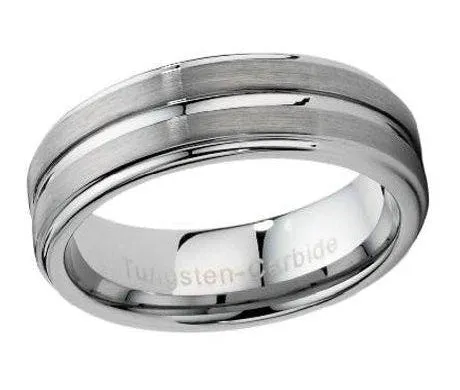 Carved Center Tungsten Carbide Wedding Band -7.2mm