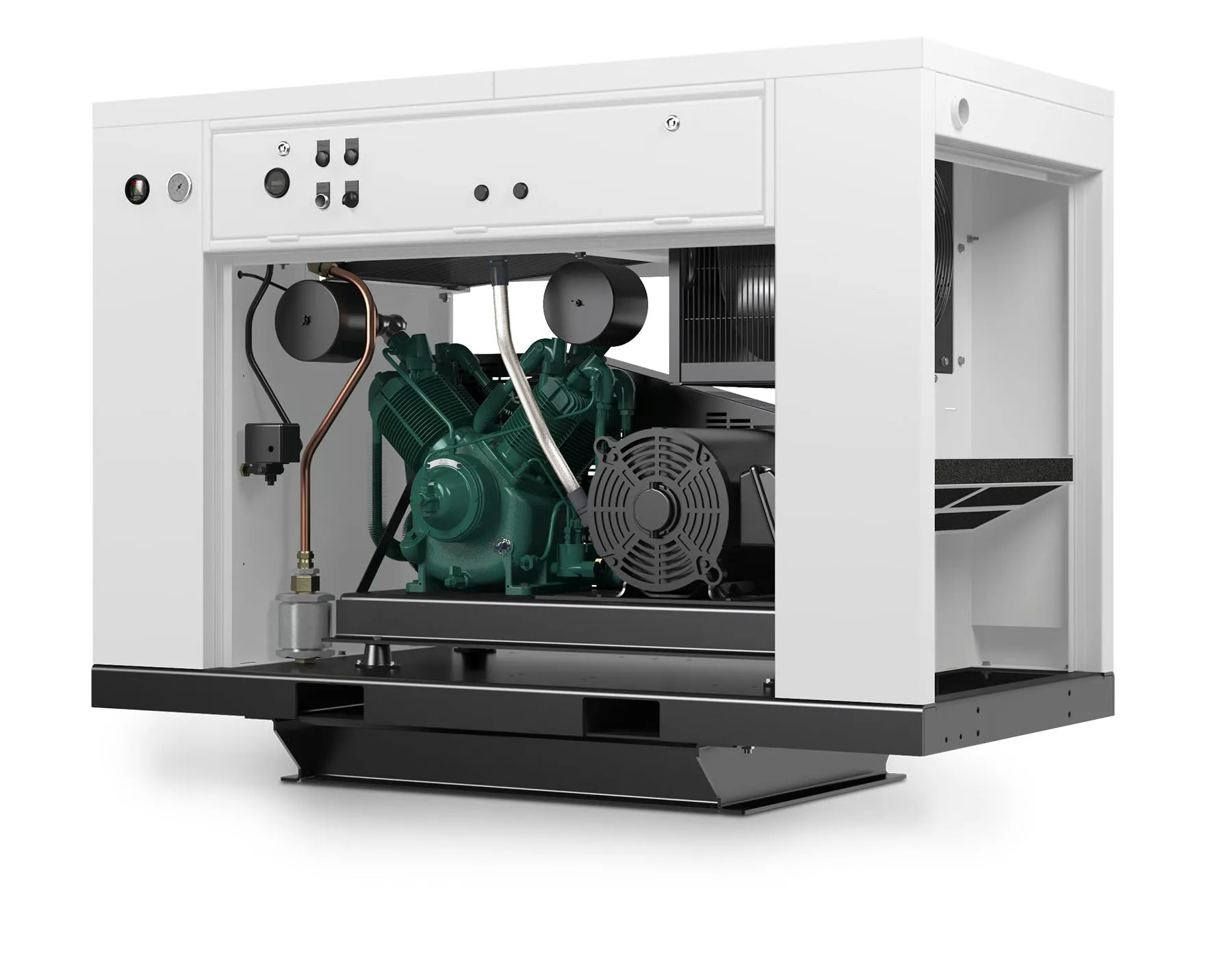 Champion BQR15F Revolution 15hp Quiet Enclosed Reciprocating Air Compressor, Base Mounted, 46.6 CFM @ 175 PSI, 65 dBa