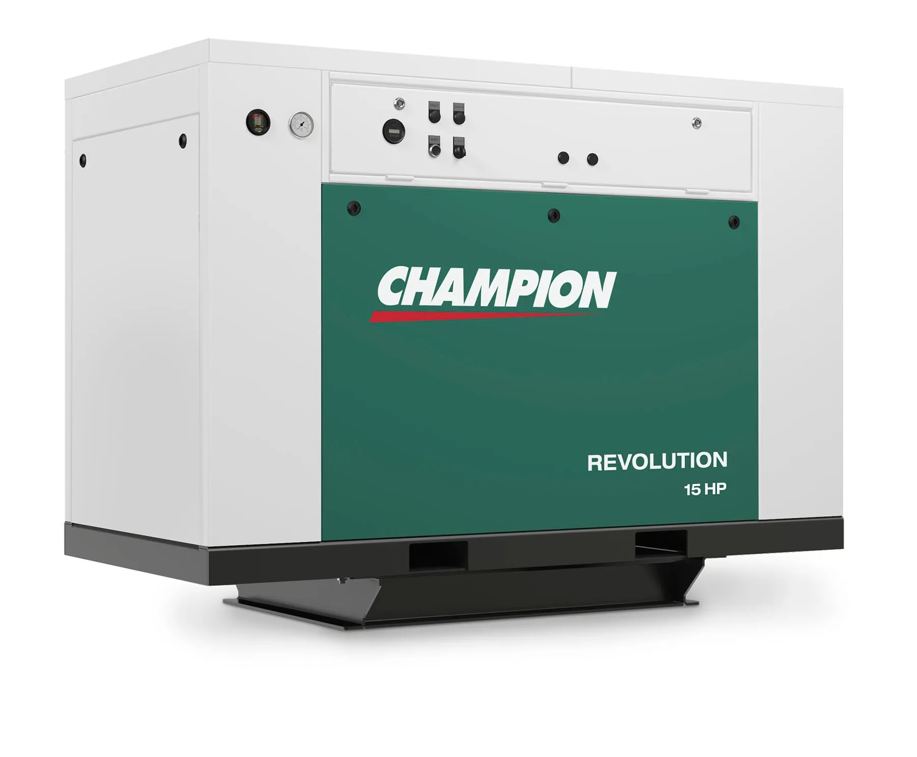 Champion BQR15F Revolution 15hp Quiet Enclosed Reciprocating Air Compressor, Base Mounted, 46.6 CFM @ 175 PSI, 65 dBa
