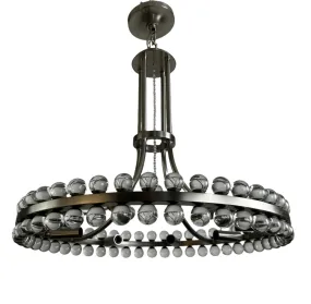 Chandelier Hanging Light, Glass Balls, Brushed Nickel, 8 Light