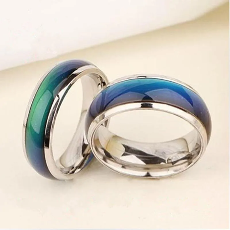 Changing Color Fashion Adjustable Mood Ring Wedding Rings For Men and Women Silver creative hobby for children & couple rings