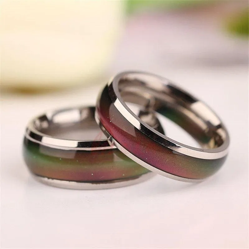 Changing Color Fashion Adjustable Mood Ring Wedding Rings For Men and Women Silver creative hobby for children & couple rings