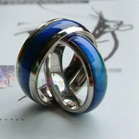 Changing Color Fashion Adjustable Mood Ring Wedding Rings For Men and Women Silver creative hobby for children & couple rings
