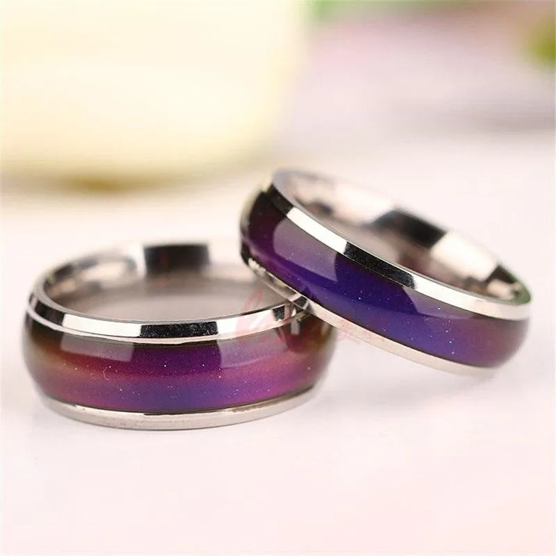 Changing Color Fashion Adjustable Mood Ring Wedding Rings For Men and Women Silver creative hobby for children & couple rings