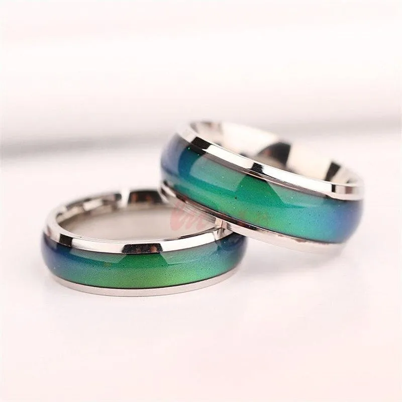 Changing Color Fashion Adjustable Mood Ring Wedding Rings For Men and Women Silver creative hobby for children & couple rings