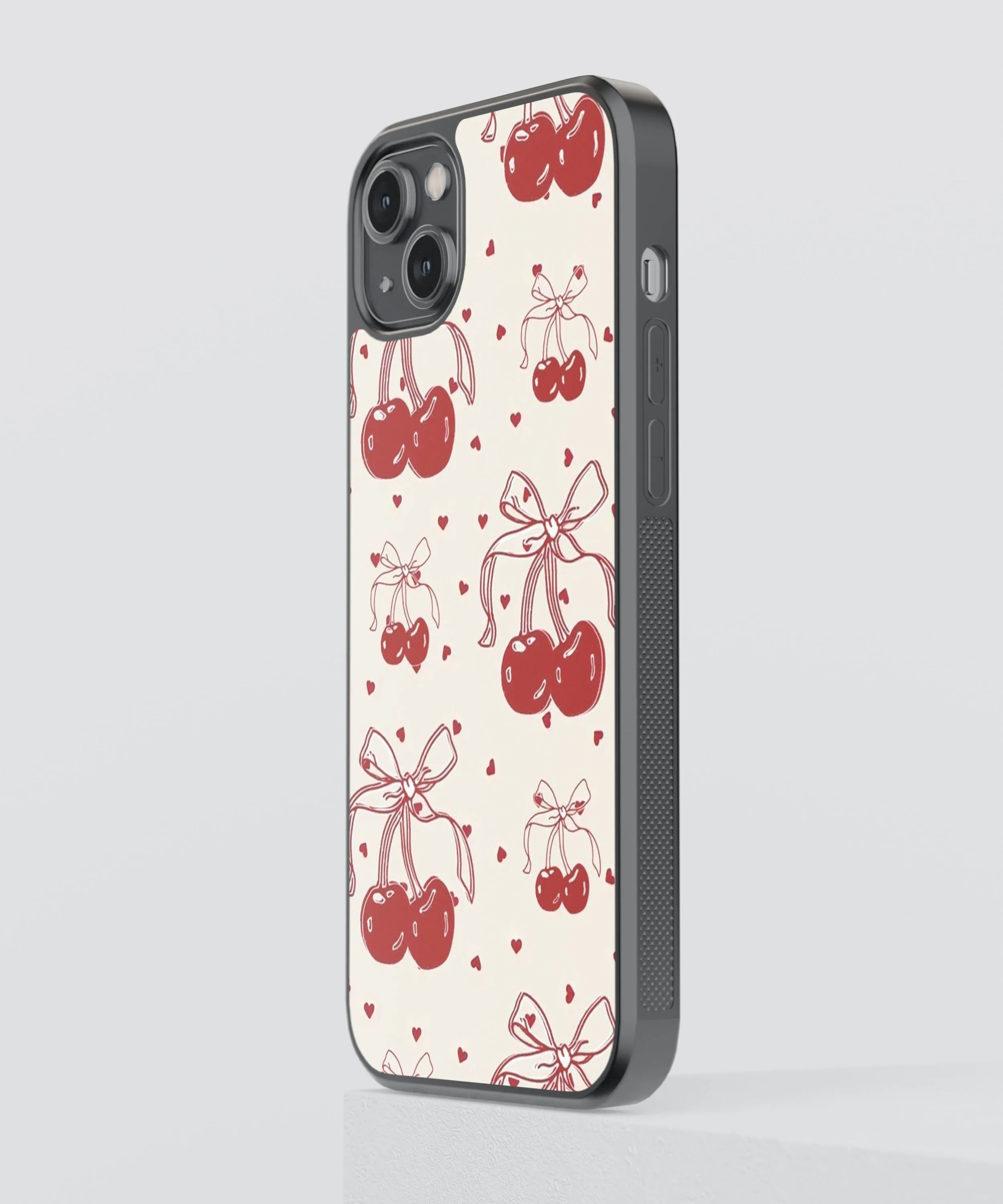 Cherry Bow Pattern Glass Phone Case Cover