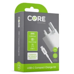 Core 2 Amp Mains   Type C USB Cable