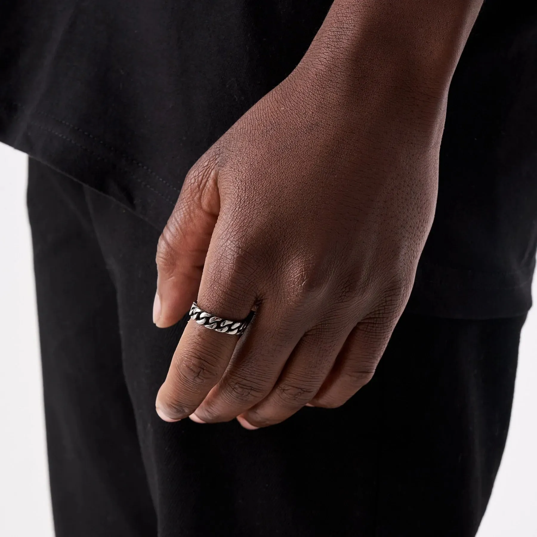 Cuban Link ring - White Gold