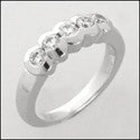 Cubic Zirconia 5 Round Stone Wedding Band 0.50 Total Carat 14 K White Gold