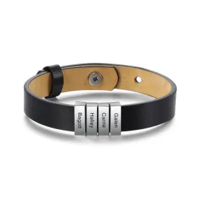 Dad Leather Bracelet   Engraved Charms,Gifts for Father&#39;s Day,Groomsmen Gift,Wedding Gift,Stainless Steel,Valentine/Christmas/Birthday Gift