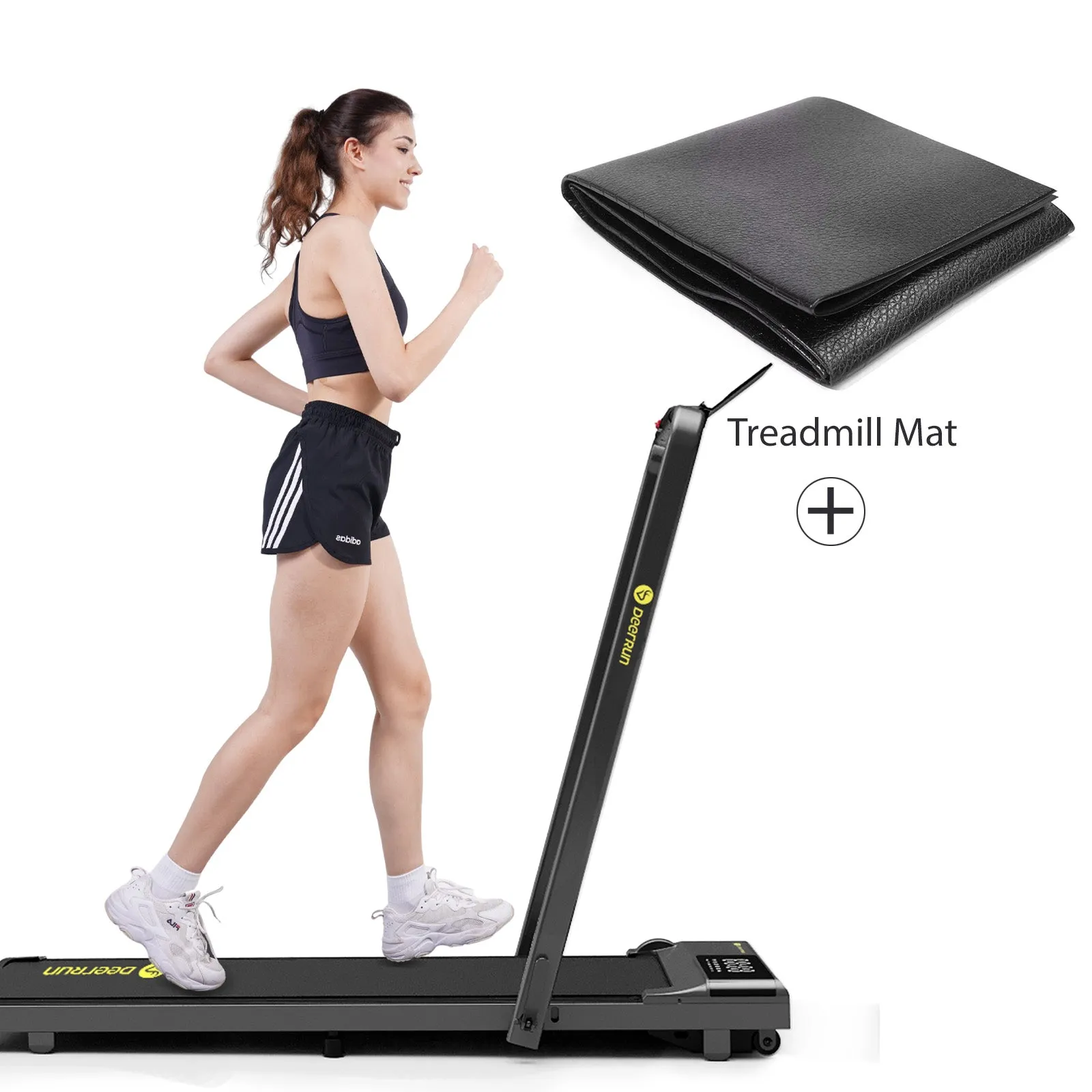 DeerRun A5 Pro Smart 2 in 1 Folding Treadmill with Handrail, 300 Lbs, 0.6-7.5 MPH