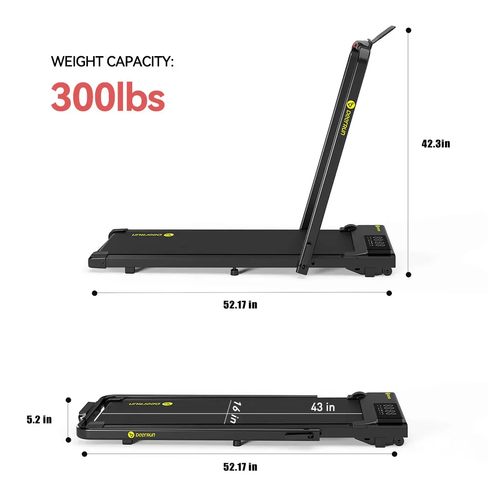 DeerRun A5 Pro Smart 2 in 1 Folding Treadmill with Handrail, 300 Lbs, 0.6-7.5 MPH