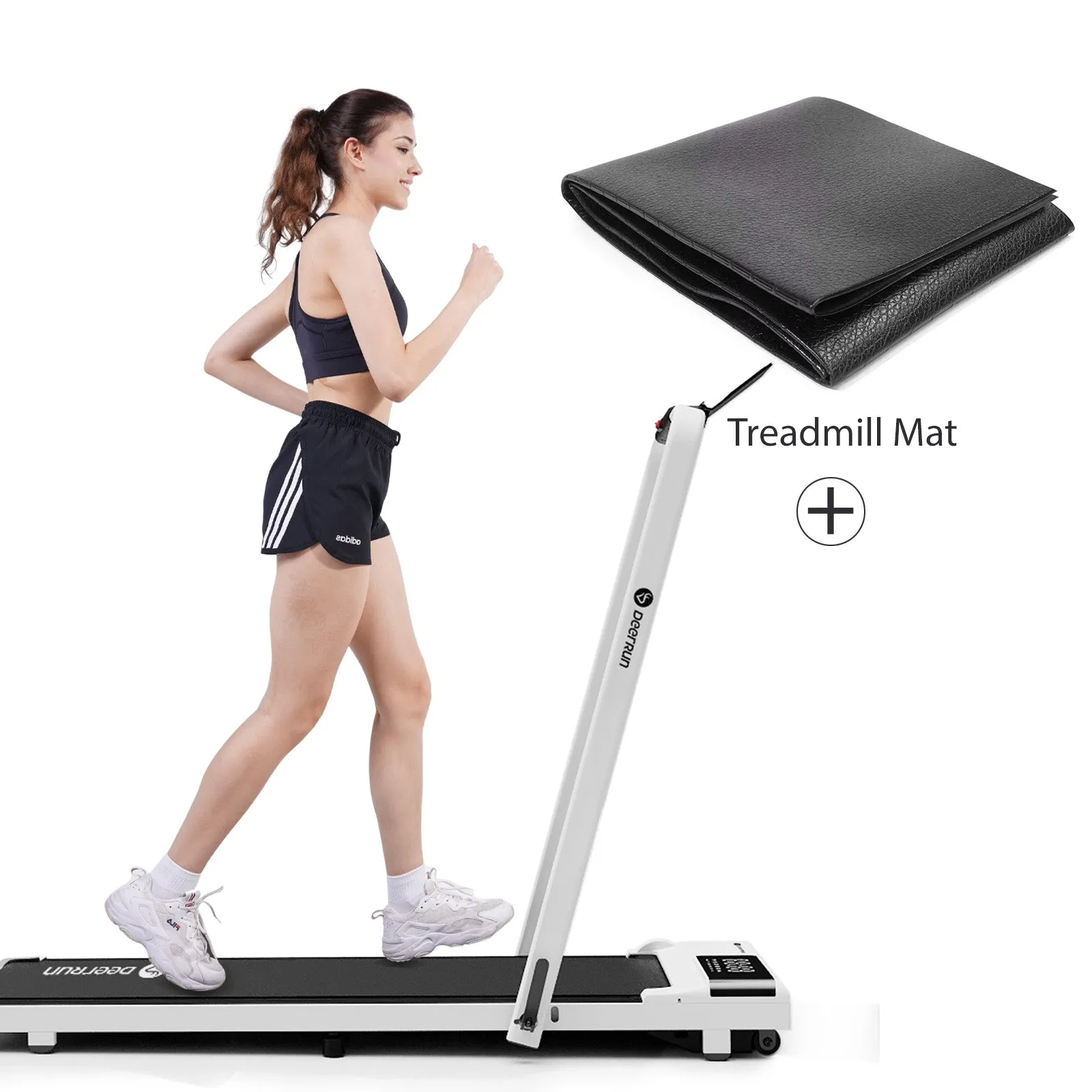 DeerRun A5 Pro Smart 2 in 1 Folding Treadmill with Handrail, 300 Lbs, 0.6-7.5 MPH