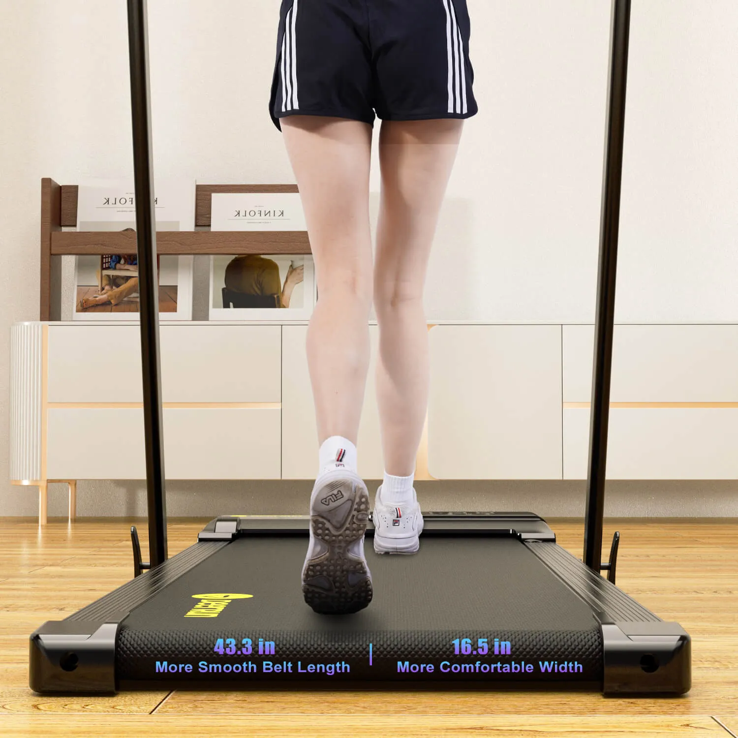 DeerRun A5 Pro Smart 2 in 1 Folding Treadmill with Handrail, 300 Lbs, 0.6-7.5 MPH