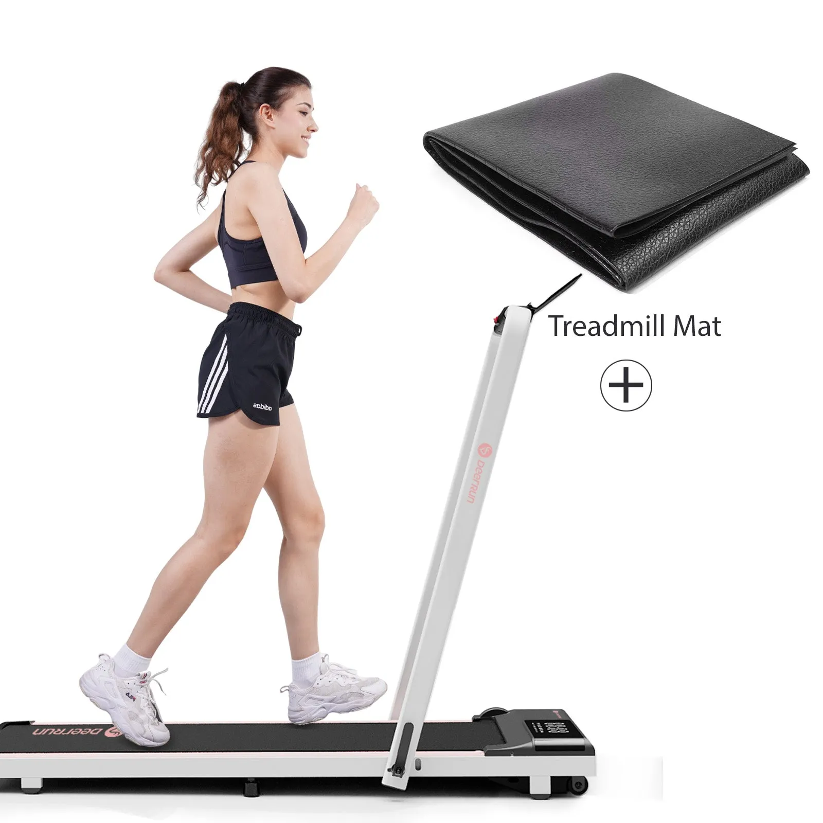 DeerRun A5 Pro Smart 2 in 1 Folding Treadmill with Handrail, 300 Lbs, 0.6-7.5 MPH