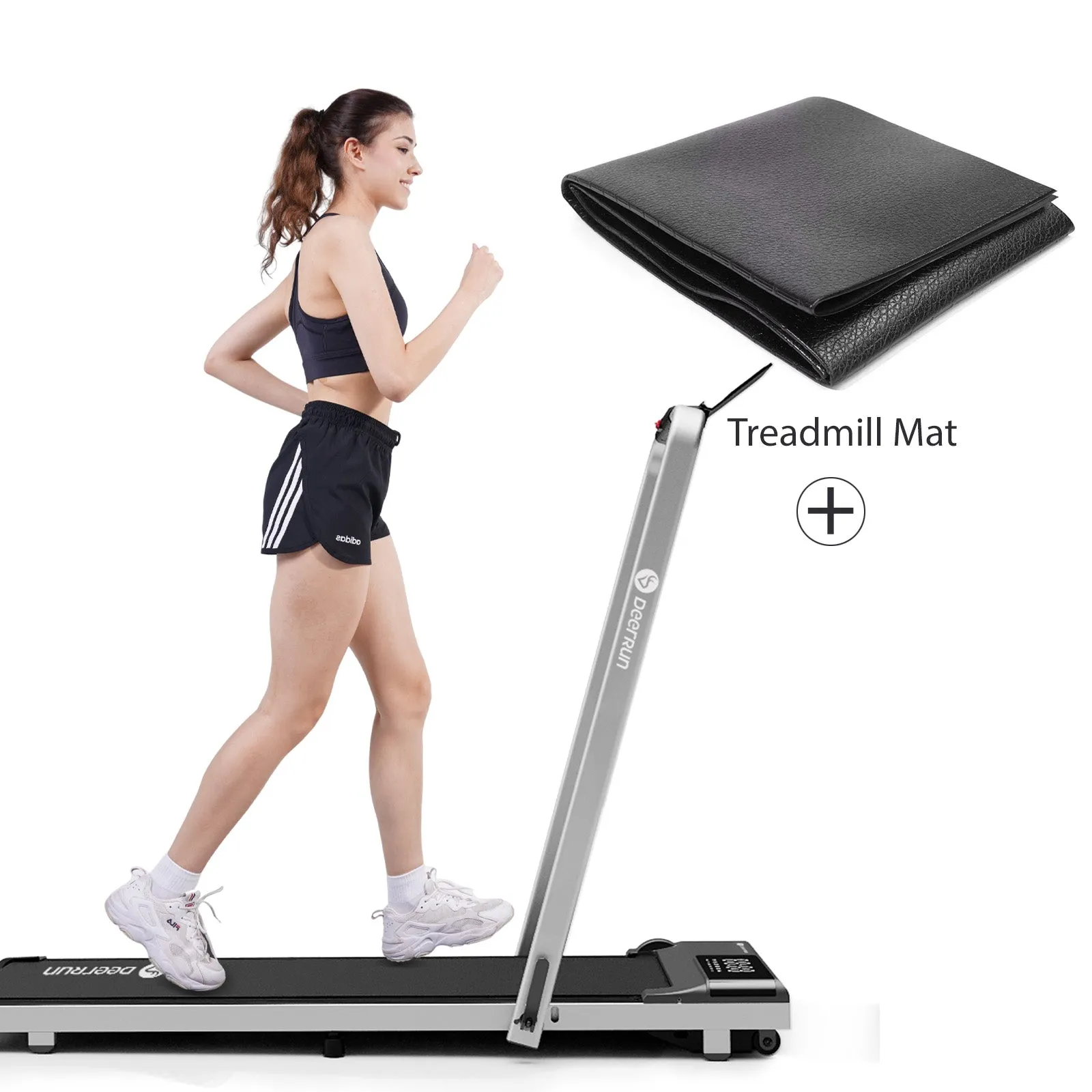 DeerRun A5 Pro Smart 2 in 1 Folding Treadmill with Handrail, 300 Lbs, 0.6-7.5 MPH