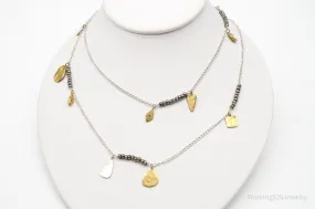 Designer Silpada "Pedal To The Metal" Pyrite Brass Sterling Silver Necklace 36"