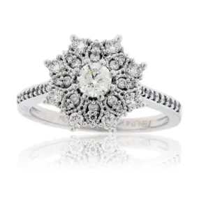Diamond Cluster Snowflake Style Ring