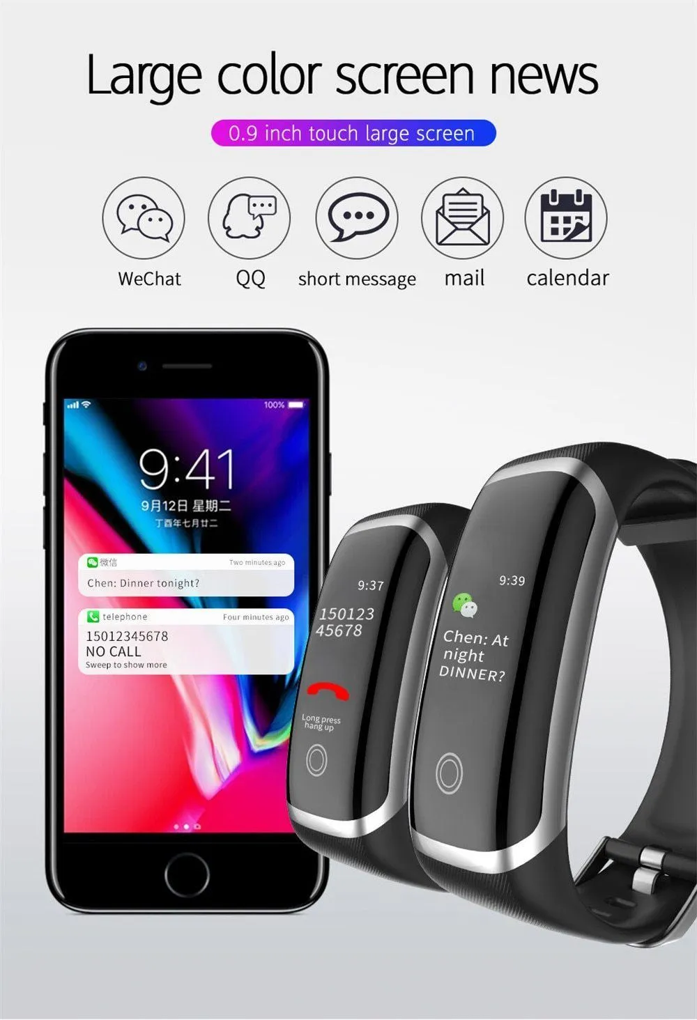 Dynamic Fitness Tracker Smart Watch Heart Rate & Blood Pressure monitor Smart Bracelet For iPhone Android